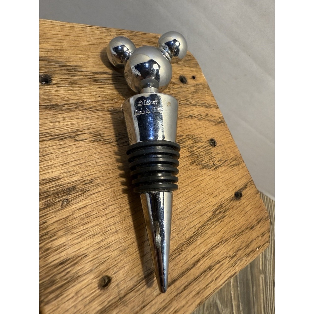 Mickey Mouse Disney‎ Parks Wine Bottle Topper Stopper Cork Silver Chrome Metal